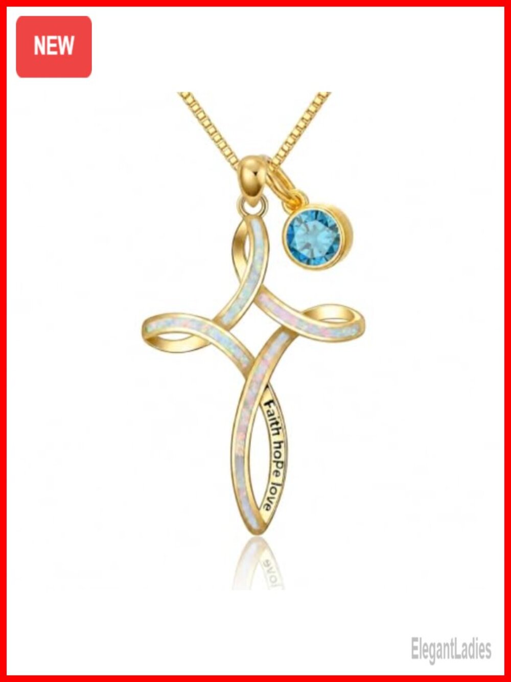 14k Gold Plated Celtic Cross Necklace Opal Birthstone Pendant